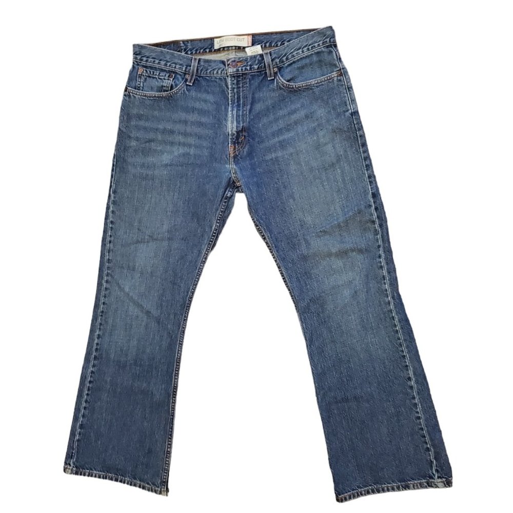 Levi's 527 36x30 (Meas 35x29.5 11" Rise) Low Boot Cut Dark *Worn Hems* Jeans A12